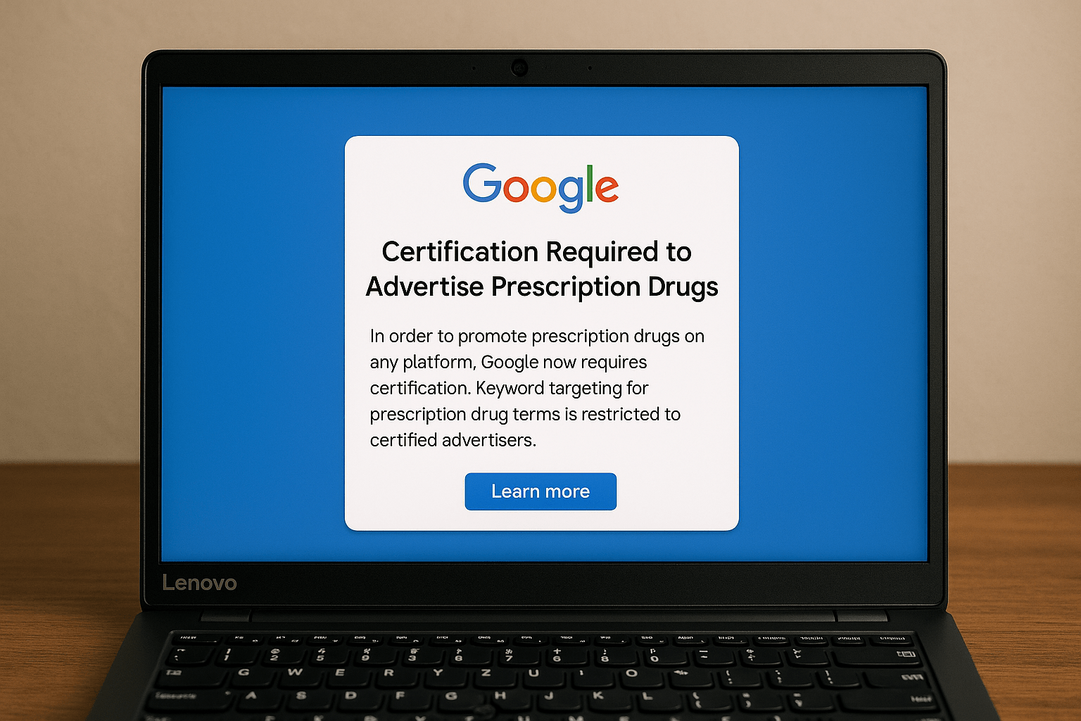 google ads certificaat vereist medicijnen